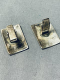 One Of The Best Ever Vintage Native American Zuni Turquoise Inlay Sterling Silver Cufflinks-Nativo Arts