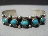 Incredible Vintage Native American Navajo Blue Caeico Lake Turquoise Sterling Silver Bracelet-Nativo Arts