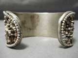 One Of The Best Vintage Native American Navajo Flower Heishi Sterling Silver Bracelet Cuff-Nativo Arts