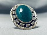 Dynamic Joe Tso Native American Navajo Jade Sterling Silver Ring Signed Jo Tso-Nativo Arts
