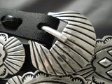 Detailed!! Vintage Native American Navajo Hand Tooled Sterling Silver Concho Belt-Nativo Arts