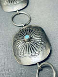 Unique Dangling Cross Vintage Native American Navajo Turquoise Sterling Silver Concho Belt-Nativo Arts