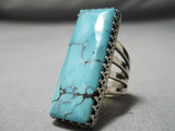 Towering Signed San Felipe Turquoise Sterling Silver Ring-Nativo Arts