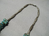 Green Nugget Collection Vintage Native American Navajo Sterling Silver Torpedo Necklace Old-Nativo Arts