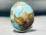 Colossal San Felipe Signed Huge 8 Turquoise Sterling Silver Ring-Nativo Arts