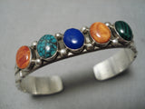 Stunning Wil Begay Vintage Native American Navajo Turquoise Gaspeite Sterling Silver Bracelet-Nativo Arts