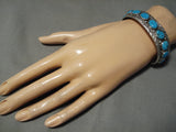 Superior Vintage Native American Navajo Blue Turquoise Sterling Silver Bracelet-Nativo Arts