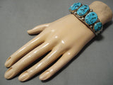 Exceptional Vintage Native American Navajo Jimmy Nez Turquoise Sterling Silver Bracelet Cuff-Nativo Arts