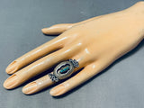 Rare Bisbee Turquoise Vintage Native American Navajo Sterling Silve Runique Ring Old-Nativo Arts