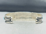 Important Hand Cut Squared Turquoise Vintage Native American Navajo Sterling Silver Bracelet-Nativo Arts