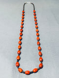 Native American Stunning Santo Domingo Coral Heishi Sterling Silver Necklace-Nativo Arts