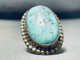 Marvelous Vintage Native American Navajo #8 Turquoise Sterling Silver Ring-Nativo Arts