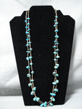 Native American Marvelous Vintage Santo Domingo Kingman Turquoise Sterling Silver Necklace Old-Nativo Arts