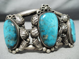 Heavy Vintage Native American Navajo Blue Diamond Turquoise Sterling Silver Bracelet-Nativo Arts