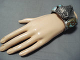 Heavy Buffalo San Felipe 8 Turquoise Sterling Silver Buffalo Bracelet-Nativo Arts