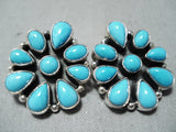 Fabulous Native American Navajo Sleeping Beauty Turquoise Sterling Silver Earrings-Nativo Arts