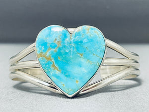 Herm Smith Heart Native American Navajo Turquoise Heart Sterling Silver Bracelet-Nativo Arts