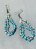 Native American Beautiful Vintage Santo Domingo Turquoise Sterling Silver Earrings-Nativo Arts