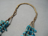 Superior Vintage Native American Navajo Turquoise Slab Multi Layer Heishi Necklace-Nativo Arts