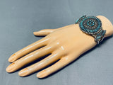 Exceptional Vintage Native American Zuni Blue Gem Turquoise Sterling Silver Bracelet Signed-Nativo Arts