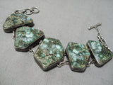 Exceptional Vintage Native American Navajo Carico Lake Turquoise Sterling Silver Bracelet Old-Nativo Arts