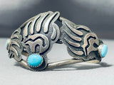 Absolutely Incredible Vintage Native American Navajo Turquoise Paw Sterling Silver Bacelet-Nativo Arts