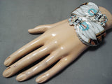 One Of The Finest Inlay Native American Zuni Turquoise Sterling Silver Bracelet-Nativo Arts