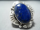 Signed Navajo Native American Lapis Sterling Silver Ring-Nativo Arts