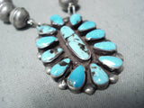 Astonishing Vintage Native American Navajo Blue Diamond Turquoise Sterling Silver Necklace Old-Nativo Arts