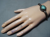 Marvelous Vintage Native American Navajo Carico Lake Turquoise Sterling Silver Bracelet Old-Nativo Arts