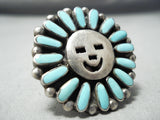 Heavy Happy Face Vintage Native American Navajo Turquoise Sterling Silver Ring-Nativo Arts