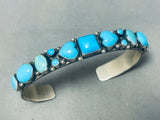 Rare Vintage Navajo Donny Lucas Heart Turquoise Sterling Silver Bracelet-Nativo Arts