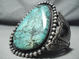 Huge Vintage Native American Navajo Green Turquoise Sterling Silver Bracelet-Nativo Arts