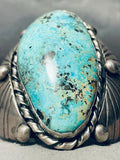 One Of The Best Vintage Native American Navajo Basalt Turquoise Sterling Silver Bracelet-Nativo Arts