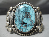 Important Vintage Native American Navajo Verdy Jake Blue Jay Turquoise Sterling Silver Bracelet-Nativo Arts