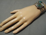 Striking Vintage Native American Navajo Royston Turquoise Sterling Silver Bracelet Old-Nativo Arts