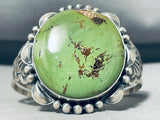 Opulent Signed Native American Navajo Massive Green Kingman Turquoise Sterling Silver Bracelet-Nativo Arts