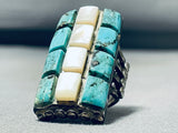 Native American One Of The Best Vintage Zuni Turquoise Inlay Sterling Silver Ring Old-Nativo Arts