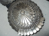 Heavy 576 Gram Vintage Native American Navajo Hand Wrought Sterling Silver Concho Belt Signed-Nativo Arts