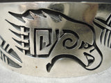 Detailed Vintage Navajo Flying Eagle Sterling Silver Native American Bracelet-Nativo Arts