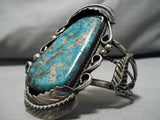 Museum Quality Vintage Native American Navajo Aqua Blue Turquoise Sterling Silver Bracelet Old-Nativo Arts