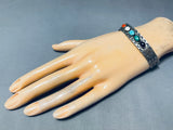 Signed Authentic Vintage Native American Navajo Turquoise Sterling Silver Bracelet-Nativo Arts