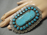 One Of The Largest Craziest Native American Navajo Turquoise Sterling Silver Ring-Nativo Arts