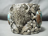 232 Gram Heavy Native American Buffalo Turquoise Sterling Silver Bracelet-Nativo Arts