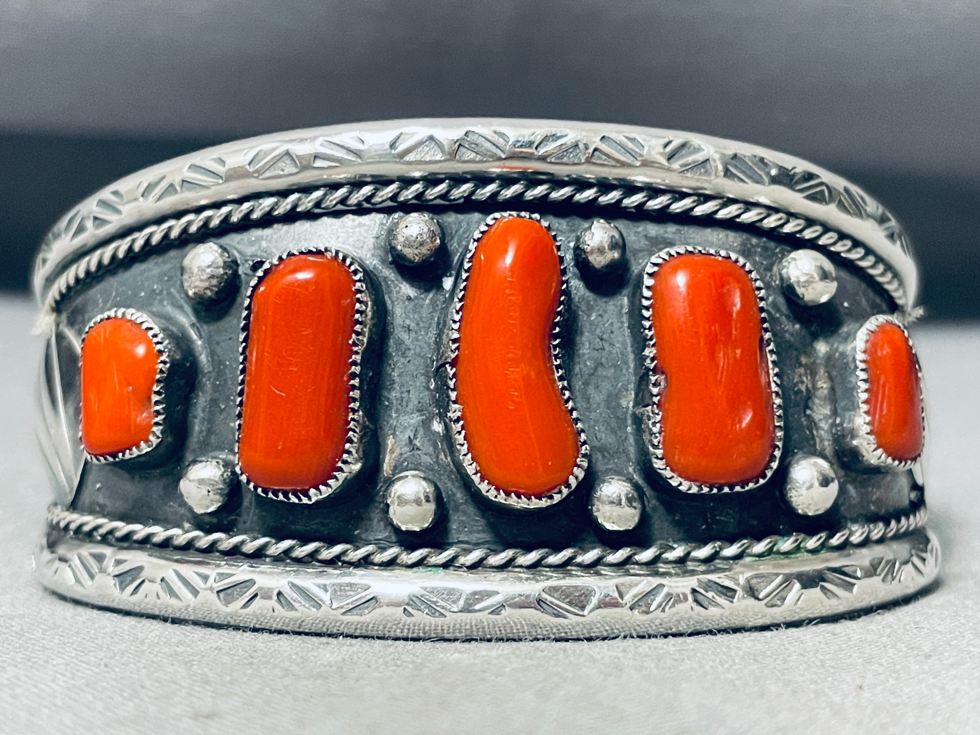 Gasp! Vintage Native American Navajo Coral Chunk Sterling Silver