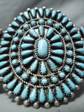 Amazing Vintage Native American Navajo Turquoise Cluster Sterling Silver Bracelet Old-Nativo Arts