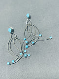 Swirling Lifes Joy Vintage Native American Navajo Turquoise Sterling Silver Earrings-Nativo Arts