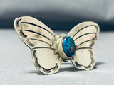 Red Mountain Turquoise Very Rare Vintage Native American Navajo Sterling Silver Butterfly Ring-Nativo Arts