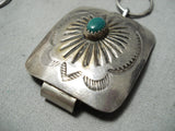 Early Vintage Native American Navajo Blue Green Turquoise Sterling Silver Concho Belt Old-Nativo Arts