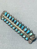 Authentic Vintage Native American Zuni Blue Gem And Green Turquoise Sterling Silver Pin-Nativo Arts